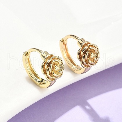 Rose Brass Hoop Earrings EJEW-Z102-03G-1