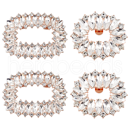   4Pcs 2 Style Alloy Crystal Rhinestone Shoe Decorations AJEW-PH0011-49KCG-1