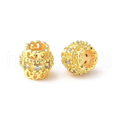 Brass Micro Pave Cubic Zirconia Bead KK-U067-08G-06-1