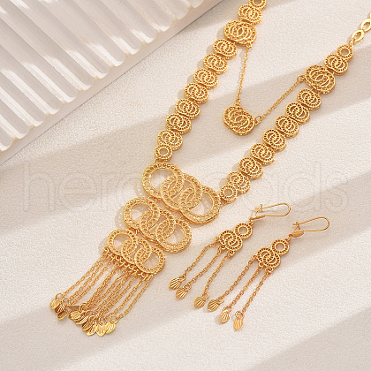 Vintage Alloy Hollow Out Tassel Necklaces & Earrings Set for Women Wedding Party LC7406-1
