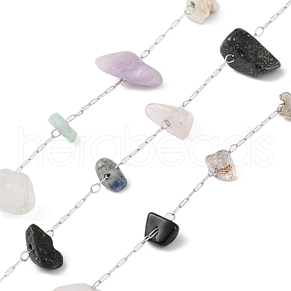 Handmade Natural Mixed Stone Chip Beads Chain CHS-H028-06B-01-1