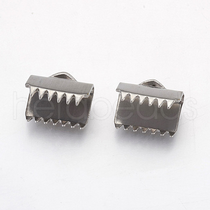 Tarnish Resistant 304 Stainless Steel Ribbon Crimp Ends STAS-G187-25P-10.5mm-1