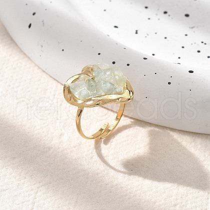 Heart Natural Green Aventurine Finger Rings STAS-Z112-10G-02-1