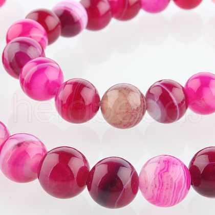 Natural Gemstone Agate Round Bead Strands G-E233-05-1