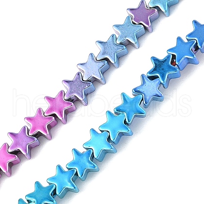 Gradient Color Electroplated Synthetic Non-magnetic Hematite Beads Strands G-A263-F01-04-1