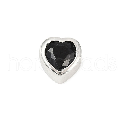 925 Sterling Silver Cubic Zirconia Heart Beads STER-F060-03S-04-1