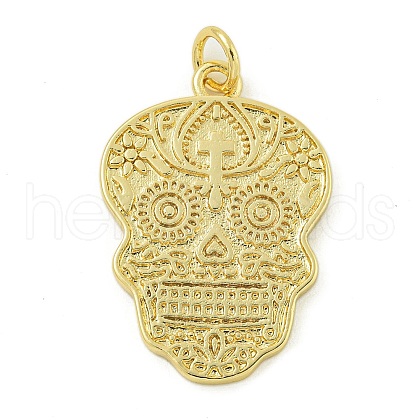 Halloween Theme Rack Plating Brass Pendants KK-Z067-18G-02-1