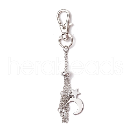 Moon Alloy Swivel Lobster Claw Clasps & Brass Cable Chains AJEW-JB01337-01-1