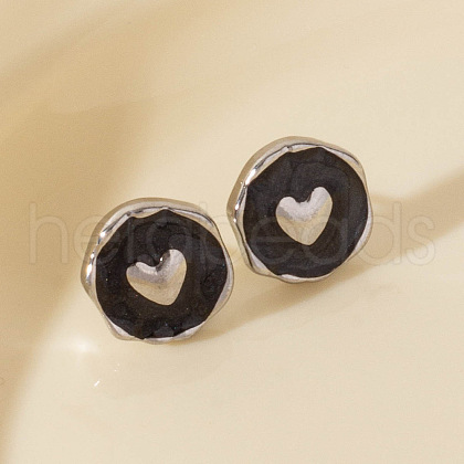 304 Stainless Steel Heart Stud Earrings OA9161-1-1