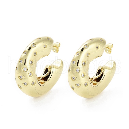 Rack Plating Brass Micro Pave Cubic Zirconia Studs Earrings EJEW-B047-05G-01-1