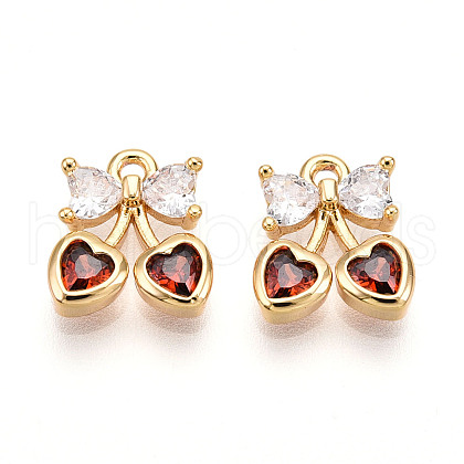 Brass Micro Pave Cubic Zirconia Charms KK-N261-94D-G-1