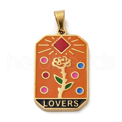 Ion Plating(IP) 304 Stainless Steel Enamel Pendants STAS-Q003-01G-012-1