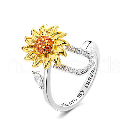 Adjustable Brass Rhinestone Rotating Cuff Rings FS-WG5B177-21-1