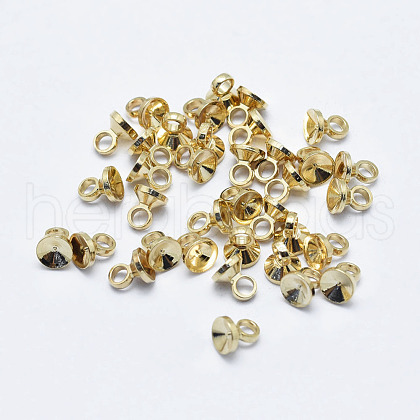 Brass Bead Cap Bails KK-G331-03G-NF-1