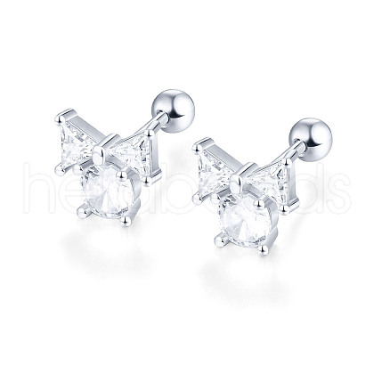 S925 Sterling Silver Bowknot Stud Earrings DK8585-2-1
