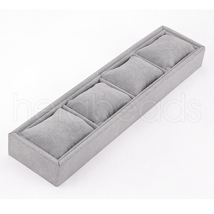 Rectangle 4 Grids Velvet Watch Display Case AJEW-WH0166-11B-1