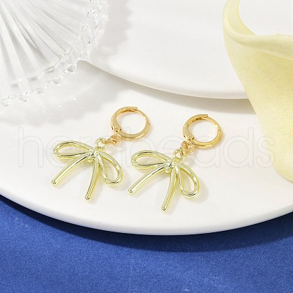 Bowknot Alloy Hoop Earrings EJEW-JE06357-01-1
