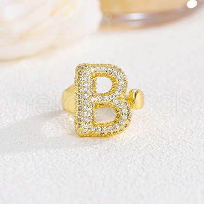 Brass Micro Pave Clear Cubic Zirconia Cuff Rings FS-WG4832E-03-1