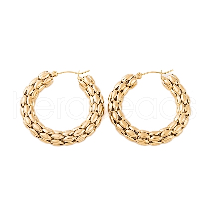 Ion Plating(IP) 304 Stainless Steel Hoop Earrings for Women EJEW-P279-17D-G-1