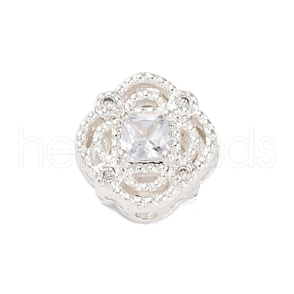 Rack Plating Brass Micro Pave Cubic Zirconia Beads KK-Z082-07S-1
