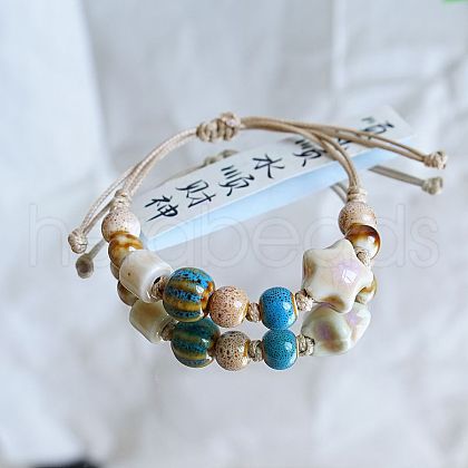 Star Ceramic Beads Braided Bead Bracelets FS-WGBFE2E-02-1