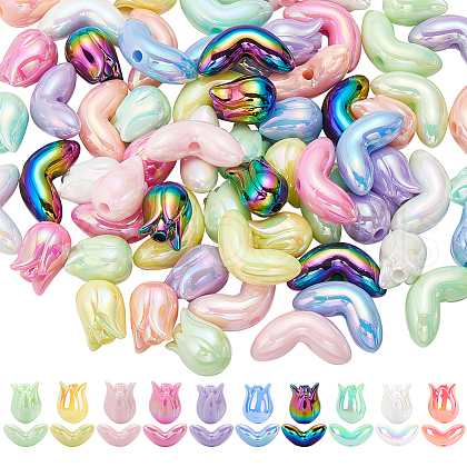 SUNNYCLUE 80Pcs 20 Styles UV Plated Acrylic Beads OACR-SC0001-86-1