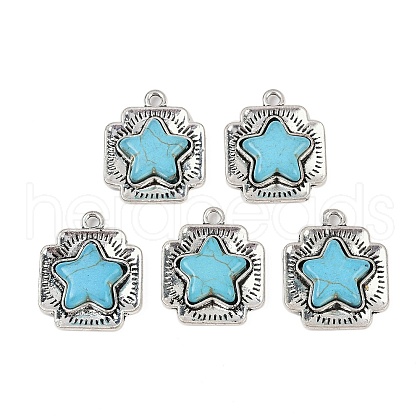 Alloy Pave Synthetic Turquoise Pendants FIND-C068-19AS-1