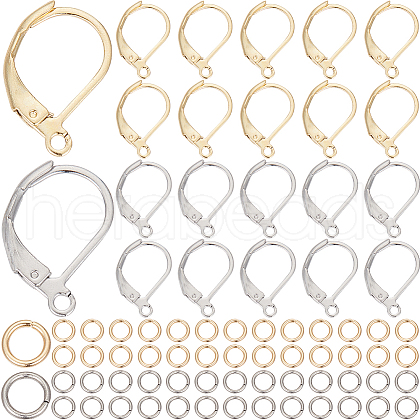 SOFPLATE 80Pcs 2 Color 304 Stainless Steel Leverback Earring Findings STAS-SP0001-14-1