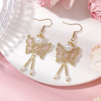 Butterfly Faceted Bicone Glass Beads Snowflake Dangle Earrings EJEW-MZ00429-01-1