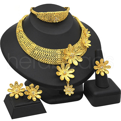Alloy Crystal Rhinestone Bracelets & Earrings & Necklaces & Rings Sets FS-WG33E51-02-1