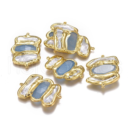 Natural Pearl Links Connectors PEAR-F017-11G-02-1