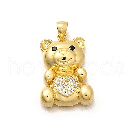 Rack Plating Brass Micro Pave Cubic Zirconia Pendants KK-L226-006G-04-1