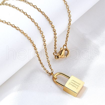 304 Stainless Steel Rolo Chain Pendant Necklaces NJEW-S444-01G-13-1