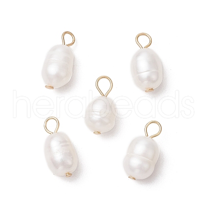Natural Cultured Freshwater Pearl Rice Charms PALLOY-JF03921-02-1