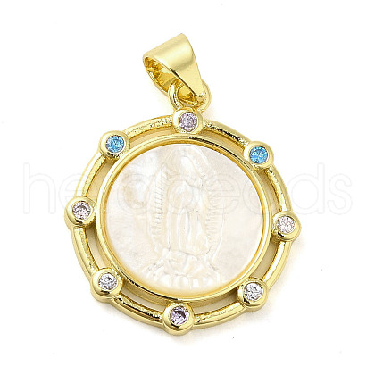 Rack Plating Brass Micro Pave Cubic Zirconia Pendants KK-Q784-34G-1