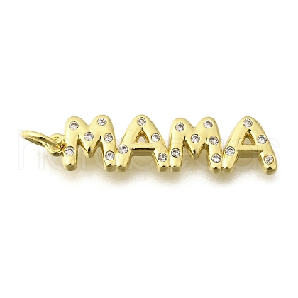 Mother's Day Brass Micro Pave Cubic Zirconia Pendants KK-V007-26G-1