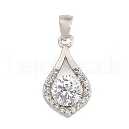 Fine Silver Pave Clear Cubic Zirconia Pendants STER-F062-02P-1