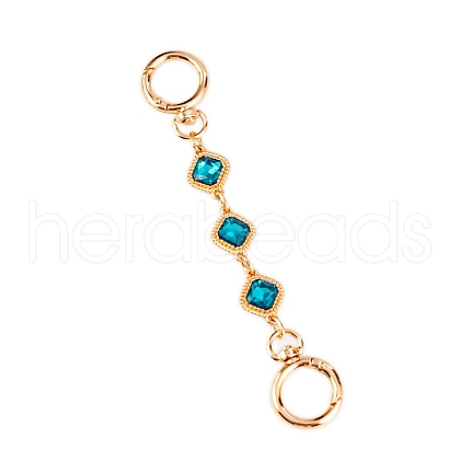 Rhombus Alloy Rhinestone Bag Extender Chains PW-WG08B98-03-1