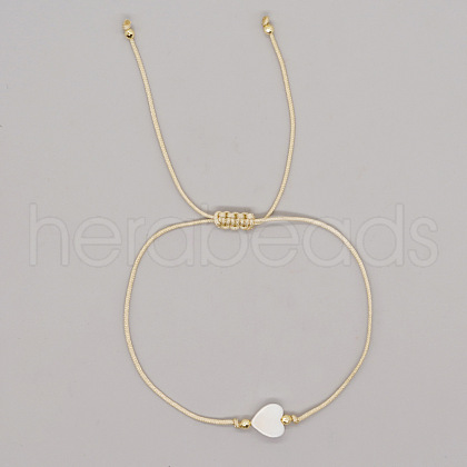 Easter Heart Shell & Brass Braided Cord Bracelets OU0830-3-1