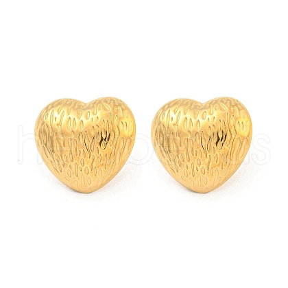 Heart 304 Stainless Steel Ear Studs EJEW-L290-029G-1