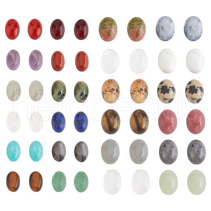   48Pcs 24 Styles Natural Mixed Gemstone Cabochons G-PH0002-54-1