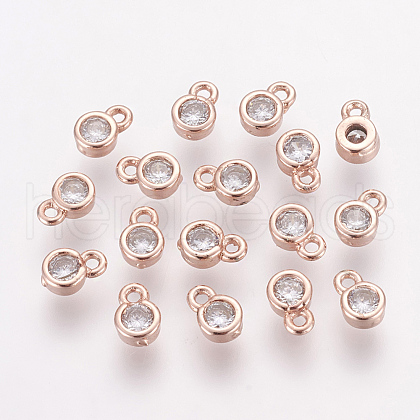 Brass Cubic Zirconia Charms X-ZIRC-P068-01RG-1