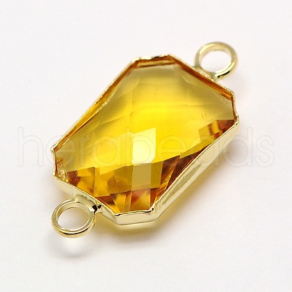 Golden Tone Brass Glass Rectangle Links connectors GLAA-M008-B-19G-1