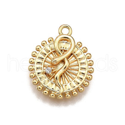 Brass Micro Pave Clear Cubic Zirconia Pendants KK-G530-01A-G-1