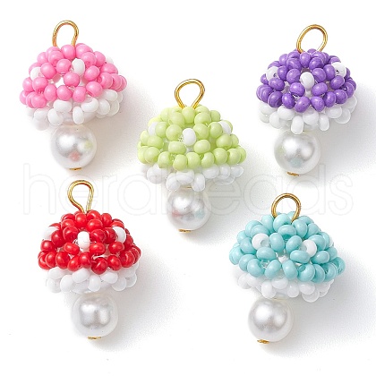 Seed Beads Beaded Charms PALLOY-MZ00332-1