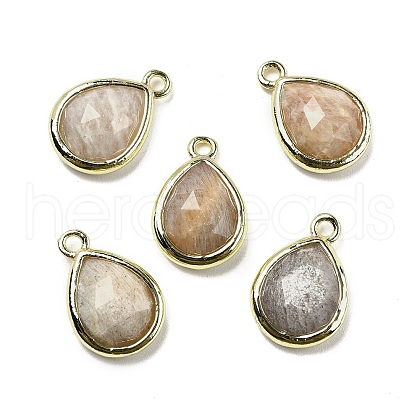 Natural Sunstone Faceted Pendants G-U019-05G-10-1