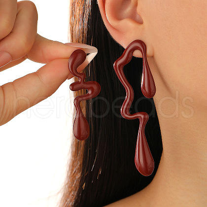 Spray Printed Alloy Stud Earrings WG1C64B-06-1
