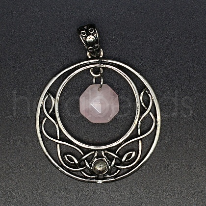 Natural Rose Quartz Faceted Hexagon Pendants PW-WGD21FA-06-1