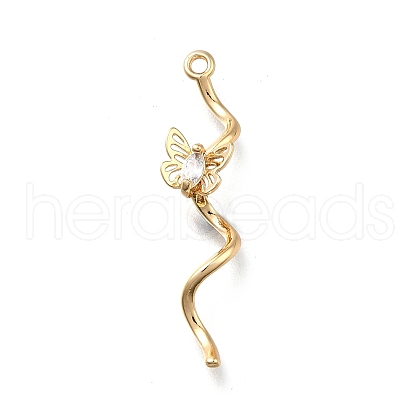 Brass Micro Pave Cubic Zirconia Pendants KK-D312-07G-1