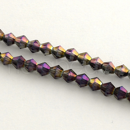 Electroplate Glass Bead Strands X-EGLA-R094-4mm-10-1